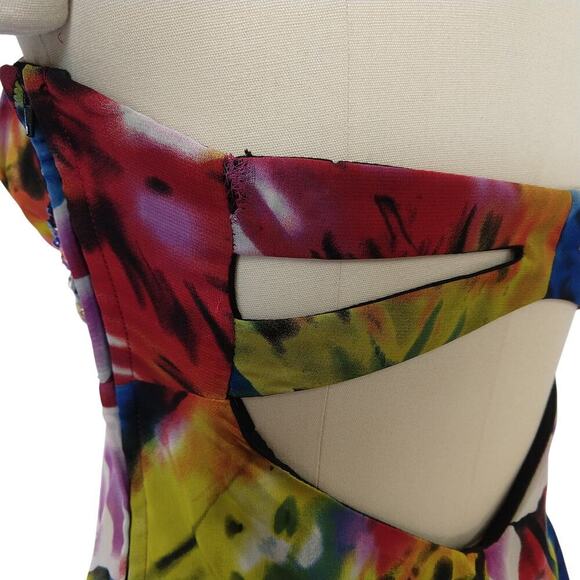 Vintage Y2K Strapless Prom Dress Maxi Gown Size S 7/8 Formal Embellished Multi - Picture 9 of 11